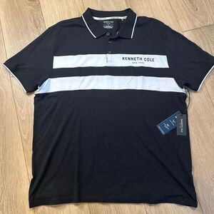 Kenneth Cole Men's Polo Comfort‎ Performance Size 1X Black White Big Tall